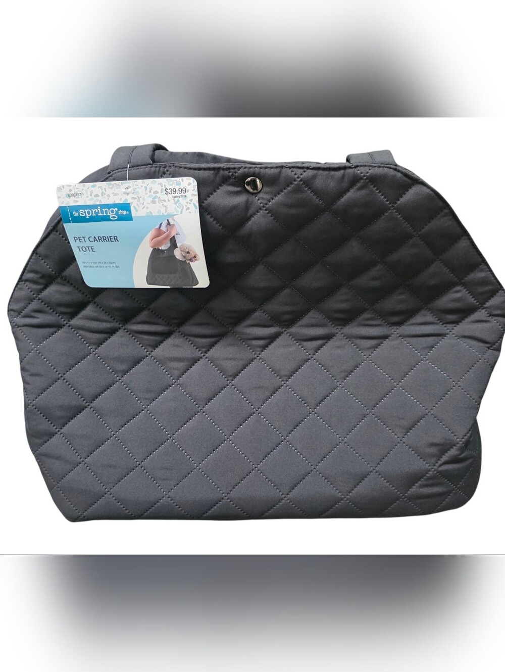 NWT Quilted Black Pet Carrier Tote Bag (Up To 14 Lbs)